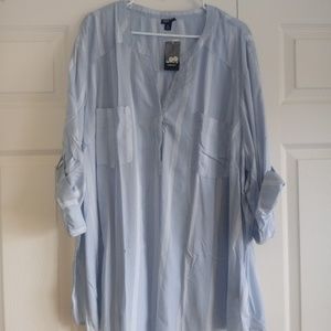 Light Blue Striped Spring Georgette Blouse